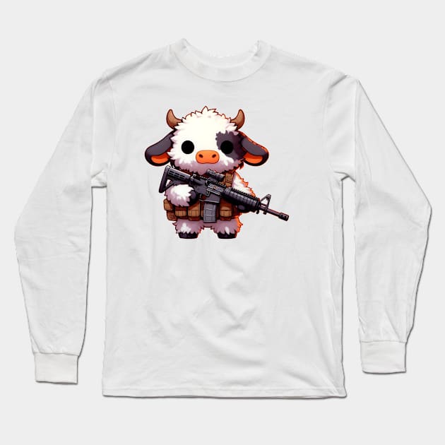 Fluffy Cow Long Sleeve T-Shirt by Rawlifegraphic